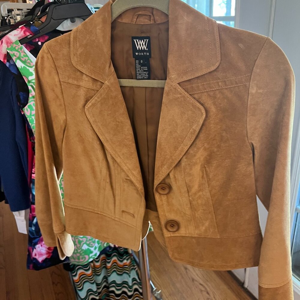 Worth Cropped Suede Jacket Size 0